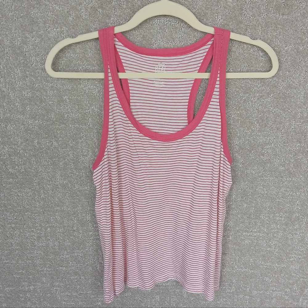 Aerie REAL SOFT, Racerback Tank Top Sleeveless, Pink Striped, Summer Shirt Small